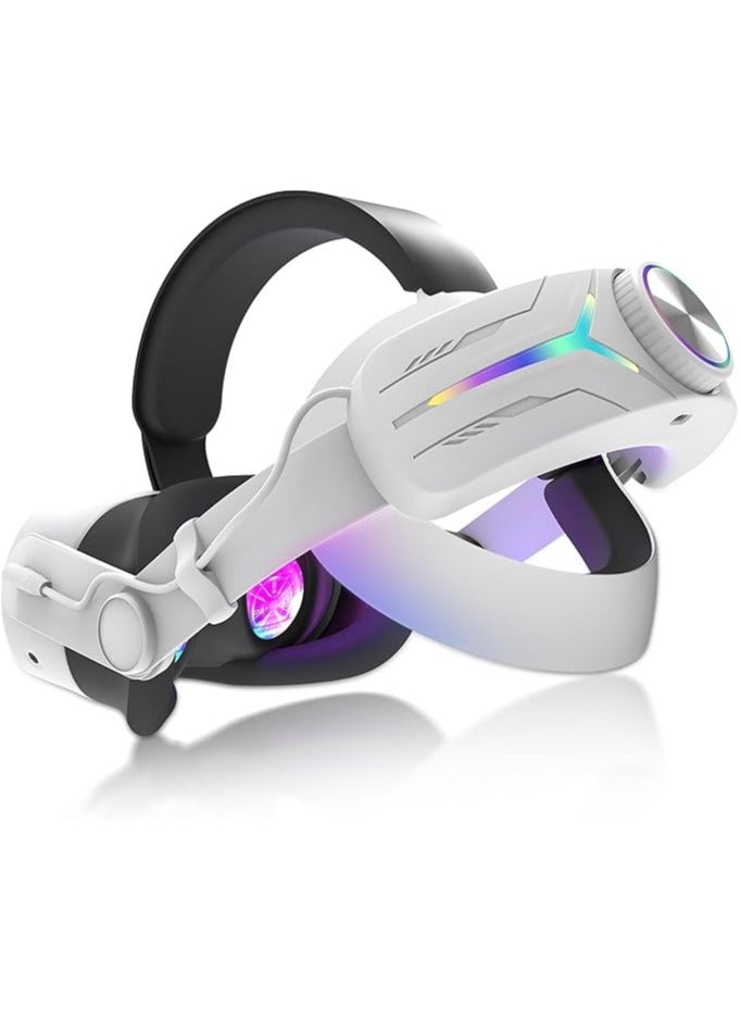 Newest Meta Quest 3s Charging Headstrap with 12000mAh Battery, Quest 3 Gaming Headband, 6-Color Breathing Lights, Polymer Material, Size Fits Adults & Kids - Enhanced Gameplay Experience